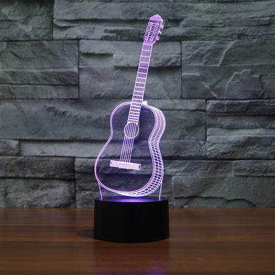 3D Optical Illusion LED guitar Night Light, 7 Color Changing Night Light, Room Decor Light, Table Desk Lamp eprolo