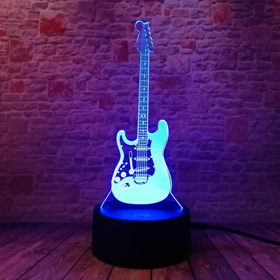 Creative Cartoon 3D Electric Music Guitar Bass Model Illusion Lamp LED 7 Color Change Gradient Baby Child Sleep Night Light Toys eprolo