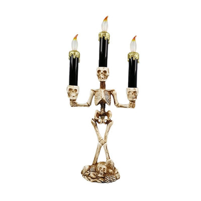 LED Candle Holder 3-arms Skull Skeleton Candle Stand Resin For Home Halloween Party DIY eprolo