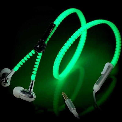 Wired earbuds Light Luminous Metal Zipper Earphone Glow In The Dark earbuds Hands Free Zipping earbuds Earhpones eprolo