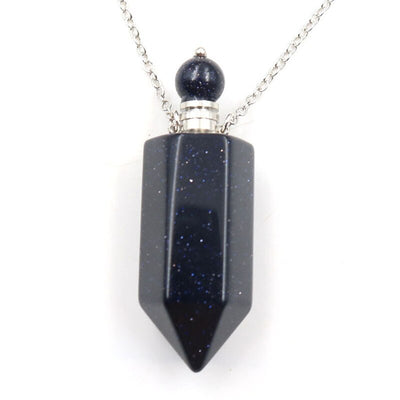 Natural Crystal Hexagonal Perfume Bottle Pendant Necklace  Fluorite Pendant Essential Oil Jar Chain Necklace eprolo