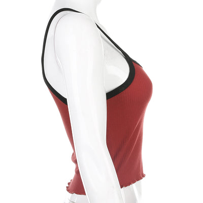 Summer New Fashion Contrast Color Tank Top Women Casual Fitness Clothing Off Shoulder Strapless Crop Top eprolo
