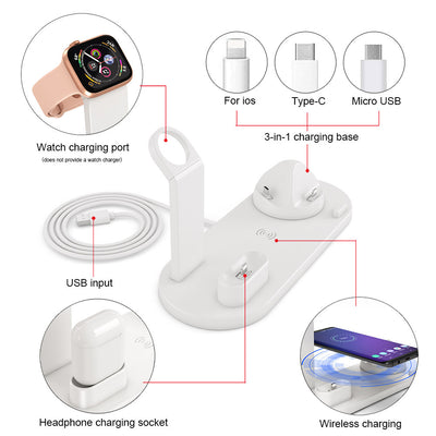 4 in 1 Wireless Charging Dock Station For Apple Watch iPhone X XS XR MAX 11 Pro 8 Airpods 10W Qi Fast Charger Stand Holder eprolo