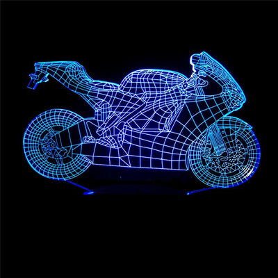 Creative Motorcycle Model 3D Illusion Night Light LED Lamp USB Touch 7 Color Changing Table Decoration Lights Gift eprolo