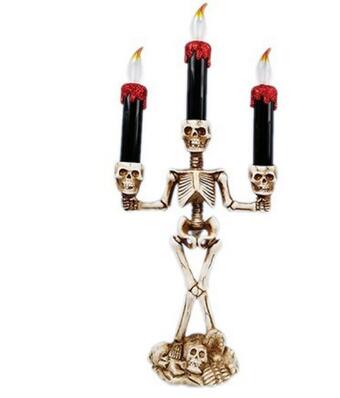 LED Candle Holder 3-arms Skull Skeleton Candle Stand Resin For Home Halloween Party DIY eprolo