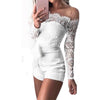 Women ladies summer autumn off shoulder sexy playsuits fashion long sleeve sheer lace patchwork hollow bandage skinny playsuits eprolo