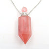 Natural Crystal Hexagonal Perfume Bottle Pendant Necklace  Fluorite Pendant Essential Oil Jar Chain Necklace eprolo