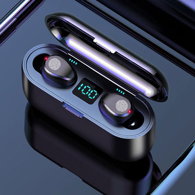 Wireless Earphone Bluetooth V5.0 F9 TWS Wireless Bluetooth Headphone LED Display With 2000mAh Power Bank Headset With Microphone eprolo