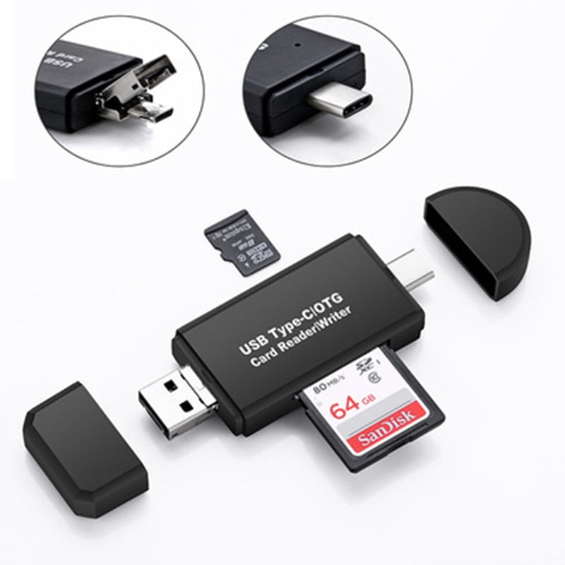 Type C & micro USB & USB 3 In 1 OTG Card Reader  High-speed USB2.0 Universal OTG TF/SD for Android Computer Extension Headers eprolo