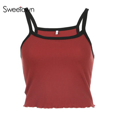 Summer New Fashion Contrast Color Tank Top Women Casual Fitness Clothing Off Shoulder Strapless Crop Top eprolo