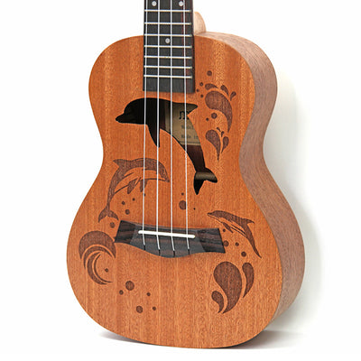 Ukulele Uke 4 Nylon Strings Sapele Rosewood Guitar Dolphin Pattern Universal Acoustic Instrument eprolo
