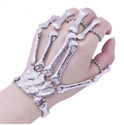 Halloween Props Gift Fun Nightclub Party Punk Finger Bracelet Gothic Skull Skeleton Bone Hand Finger Bracelet eprolo