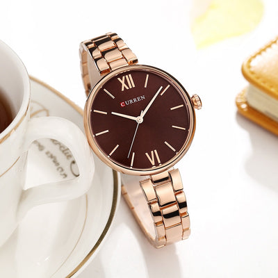 CURREN Women Watch Quartz Female clock Casual Fashion Stainless Steel Strap Watch eprolo