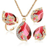 Crystal Peacock Jewelry Sets Necklace Earring Ring eprolo
