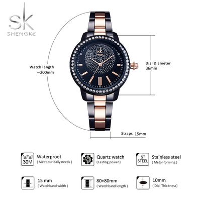 Rose Gold Watch Women Quartz Watches Ladies Top Brand Crystal Luxury Female Wrist Watch eprolo