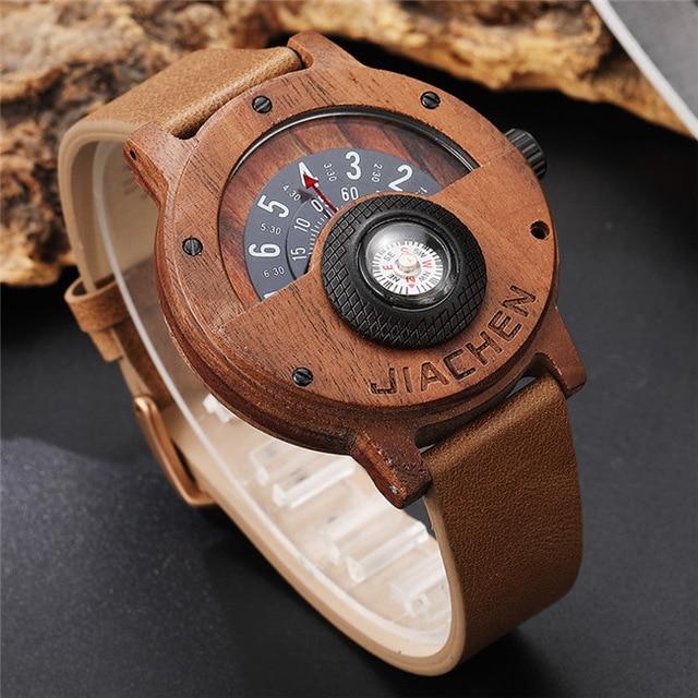 Unique Compass Turntable Design Mens Wooden Watch eprolo