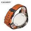 Cagarny Men's Quartz Watch  Date Dual Time Analog Leather Strap eprolo