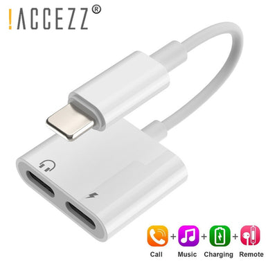 2 in 1 Audio Charge Adapter For iPhone 7 8 Plus X XS XR MAX Dual Lighting 3.5mm Jack Splitter Charger Listening Adapters eprolo