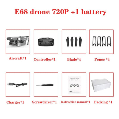 E68 Drone HD wide angle 4K WIFI 1080P FPV Drones video live Recording Quadcopter Height To maintain Drone CameraVS e58 Dron Toys eprolo