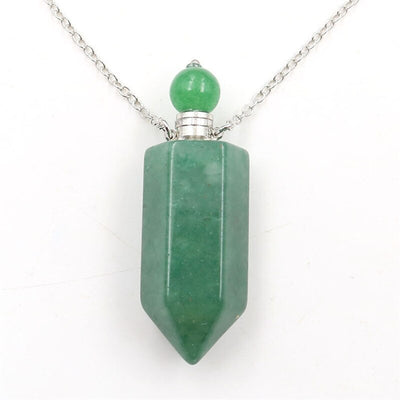 Natural Crystal Hexagonal Perfume Bottle Pendant Necklace  Fluorite Pendant Essential Oil Jar Chain Necklace eprolo
