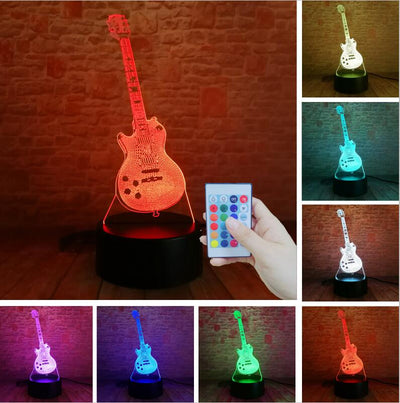 Creative Cartoon 3D Electric Music Guitar Bass Model Illusion Lamp LED 7 Color Change Gradient Baby Child Sleep Night Light Toys eprolo
