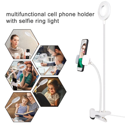 Photo Studio Selfie LED Ring Light with Cell Phone Mobile Holder for Youtube Live Stream Makeup Camera Lamp for iPhone Android eprolo