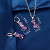 Kitty Earrings Necklace Set For Women Fashion Two Piece Jewelry Set Simple Zircon Set eprolo