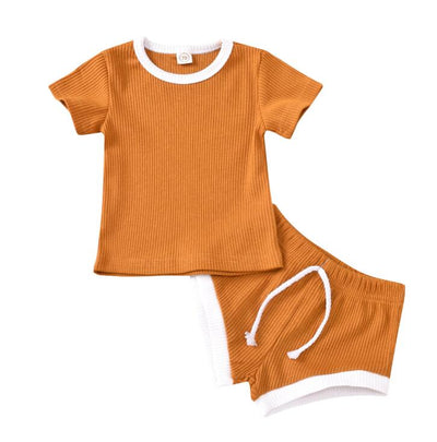 2020 Toddler Baby Boys Girls Summer Clothing Newborn Kids Baby Girls Ribbed Knitted Short Sleeve T-shirts+Shorts Tracksuits Sets eprolo