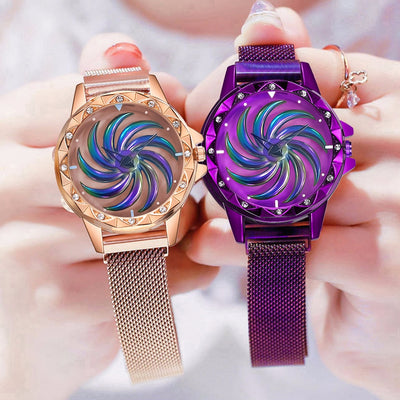 Women Magnet Buckle Rotating Watch Luxury Ladies Stainless Steel Quartz Watch Clock Relogio Feminino eprolo