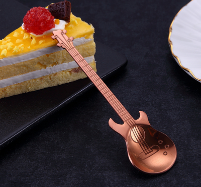 Creative Stirring Spoon Guitar Shape Stainless Steel Coffee Spoons Stirring Teaspoon Set Cake Ice Cream Scoop Kit Tableware eprolo