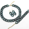 Stone Color Chain Necklace Acrylic Chain Buckle Earrings Bracelet Necklace Set eprolo