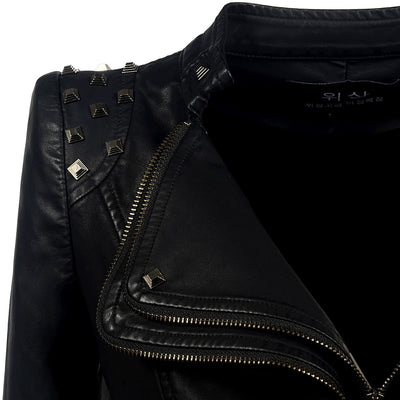 Jacket Women Faux Leather PU Jacket Winter Autumn Black Motorcycle Jacket Outerwear  Gothic Faux leather Coats Chaqueta eprolo