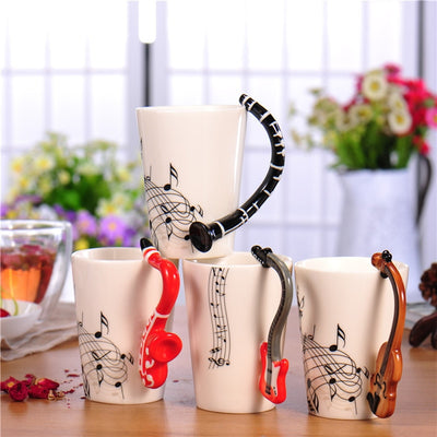Guitar Ceramic Cup Personality Music Note Milk Juice Lemon Mug Coffee Tea Cup Home Office Drinkware Unique Gift eprolo