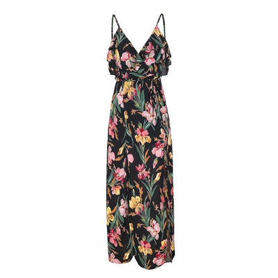 Backless v neck ruffles sexy dress women High waist split long dress summer Beach maxi dress boho print dress eprolo