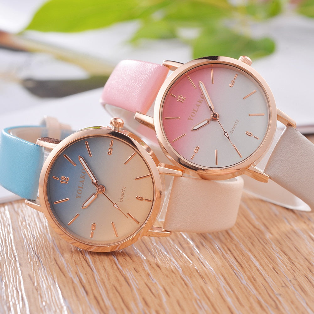 Brand Leather Quartz Women's Watch Ladies Fashion Watch Women Wristwatches Clock relogio feminino masculino W50 eprolo