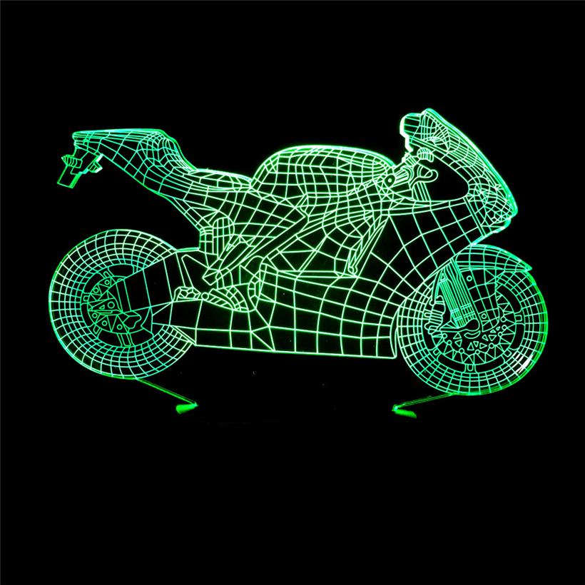 Creative Motorcycle Model 3D Illusion Night Light LED Lamp USB Touch 7 Color Changing Table Decoration Lights Gift eprolo
