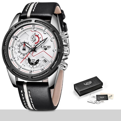 LIGE Watch Men Sport Quartz Clock Leather Mens Watches Top Brand Luxury Gold Waterproof Business Watch eprolo