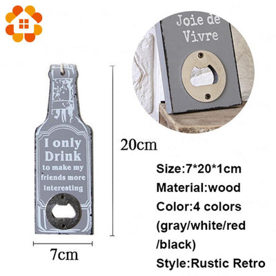 Rustic Retro Wooden Multipurpose Beer Bottle Opener DIY Kitchen eprolo