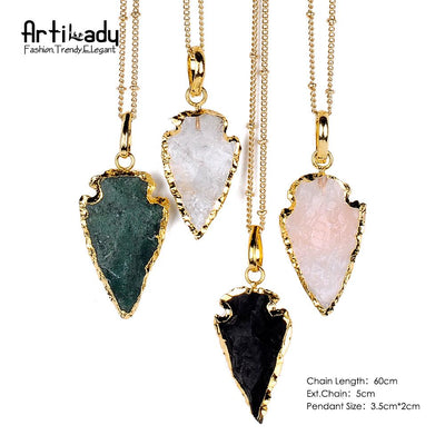 Artilady natural crystal arrows pendant necklace eprolo
