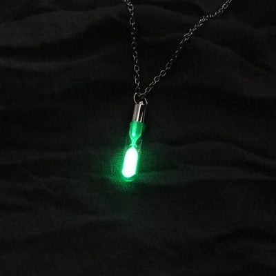 Glow In The Dark hourglass Necklace Glass Pendant Necklace Silver Chain Luminous Jewelry eprolo