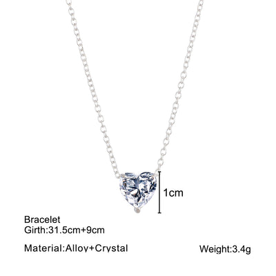 Crystal Heart Necklace Pendant Female Short Gold Chain Necklace Pendant Necklace Crystal Heart Necklace Chocker neck eprolo