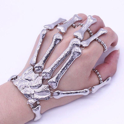 Halloween Props Gift Fun Nightclub Party Punk Finger Bracelet Gothic Skull Skeleton Bone Hand Finger Bracelet eprolo