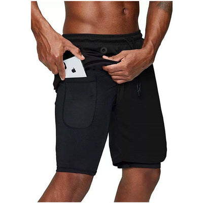 Men's music shorts 2 in 1 running shorts security pockets shorts quick drying sports shorts built-in pockets hip zipper pockets eprolo