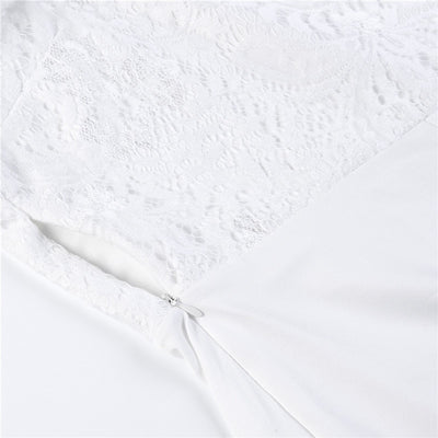 Women ladies summer autumn off shoulder sexy playsuits fashion long sleeve sheer lace patchwork hollow bandage skinny playsuits eprolo