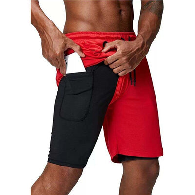 Men's music shorts 2 in 1 running shorts security pockets shorts quick drying sports shorts built-in pockets hip zipper pockets eprolo