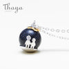 Party Blue Gravel Gem Stone Pendant Necklace S925 Sterling Silver Children Childhood Necklace eprolo