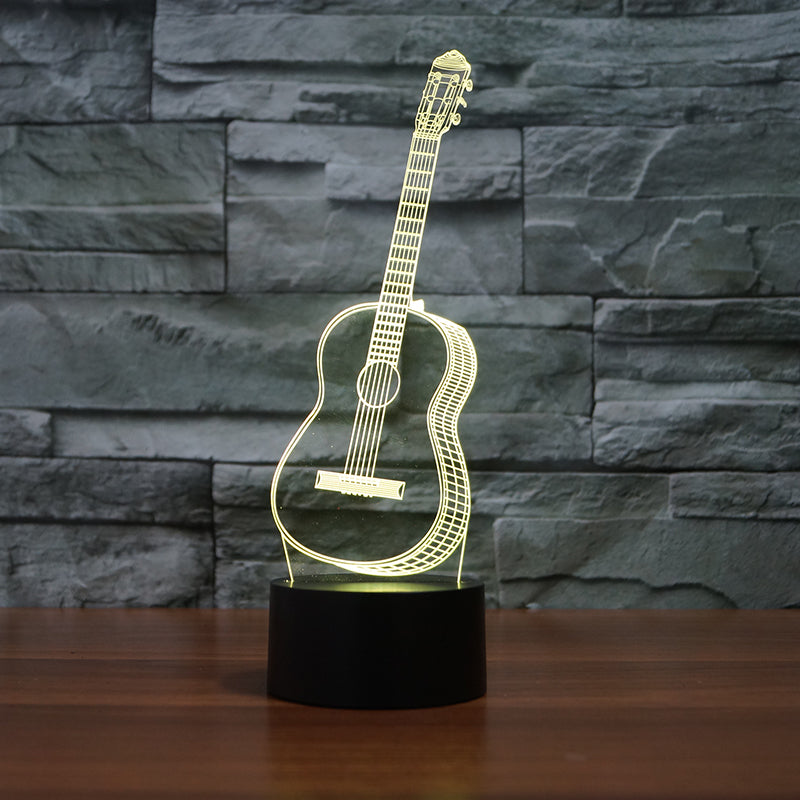 3D Optical Illusion LED guitar Night Light, 7 Color Changing Night Light, Room Decor Light, Table Desk Lamp eprolo