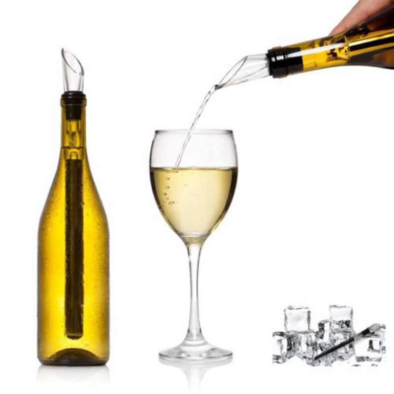 Stainless Steel Ice Wine Chiller Stick With Wine Pourer Wine Cooling Stick Cooler Beer Beverage Frozen Stick Ice Cooler Bar Tool eprolo