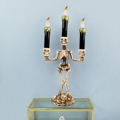 LED Candle Holder 3-arms Skull Skeleton Candle Stand Resin For Home Halloween Party DIY eprolo