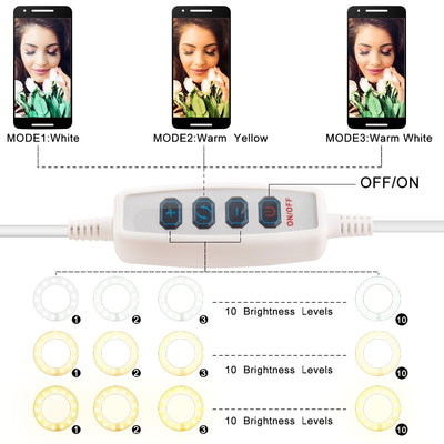 Photo Studio Selfie LED Ring Light with Cell Phone Mobile Holder for Youtube Live Stream Makeup Camera Lamp for iPhone Android eprolo